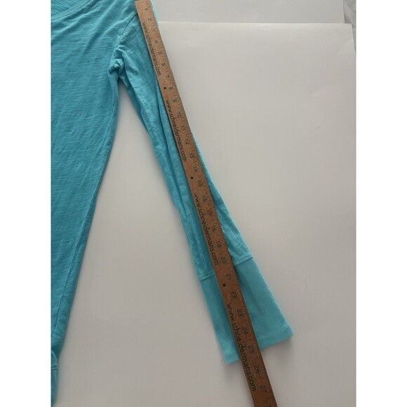 Fresh Produce Tunic Womens XS Turq Blue Oversize Asymmetrical Coastal Lagenlook - Picture 12 of 14